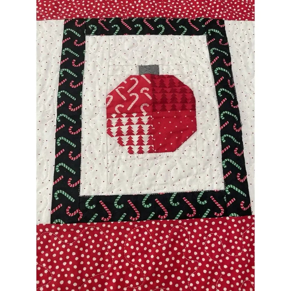 Handmade Quilted Christmas Table Runner Patchwork Ornaments Presents Farmhouse
